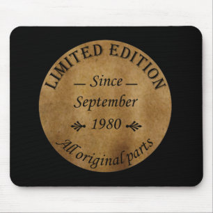 geboren in september 1980  verjaardag muismat