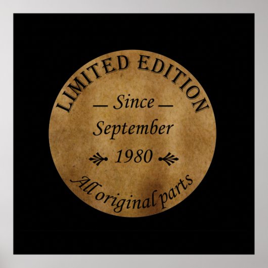 geboren in september 1980  verjaardag poster (Voorkant)