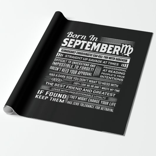 Geboren in september virgo grappig verjaardagsgesc cadeaupapier (Uitgerold)