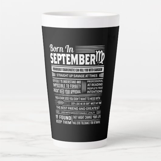 Geboren in september virgo grappig verjaardagsgesc latte mok (Voorkant)