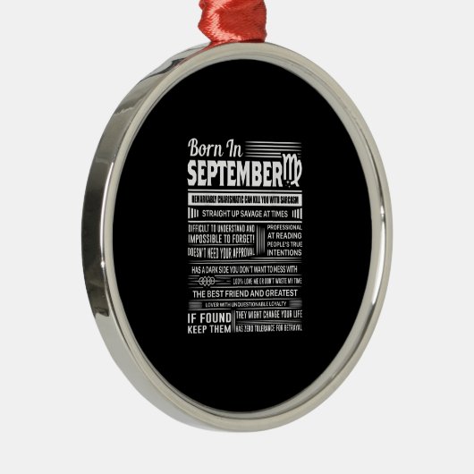 Geboren in september virgo grappig verjaardagsgesc metalen ornament (Rechts)