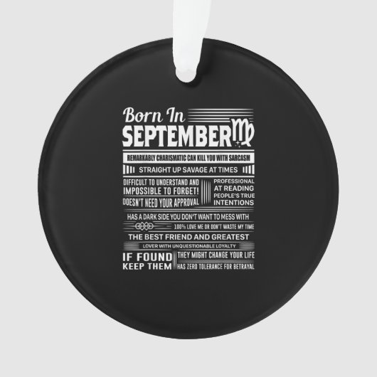 Geboren in september virgo grappig verjaardagsgesc ornament (voorkant)