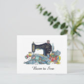 Geboren in Sew. naaimachine. Briefkaart (Staand voorkant)