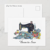 Geboren in Sew. naaimachine. Briefkaart (Voorkant / Achterkant)