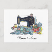 Geboren in Sew. naaimachine. Briefkaart (Voorkant)