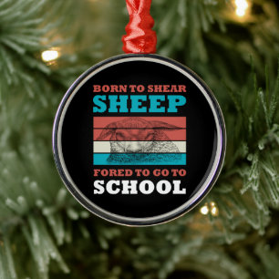Geboren in Shear Sheep die naar de schoolgeit moet Metalen Ornament