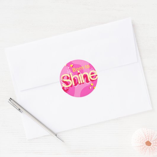 Geboren in Shine Ronde Sticker (Envelop)