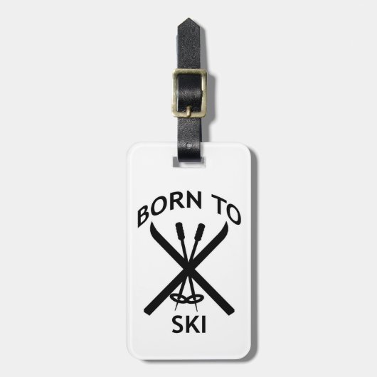 Geboren in Ski Bagagelabel (Voorkant verticaal)