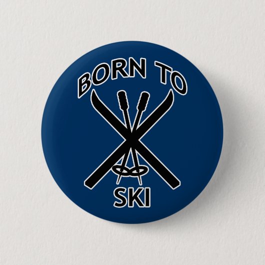 Geboren in Ski Ronde Button 5,7 Cm (Voorkant)