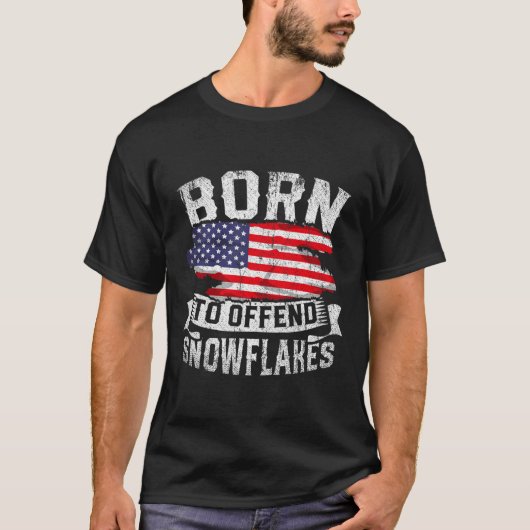 Geboren in Snowflakes US Flag Funny American R T-shirt (Voorkant)