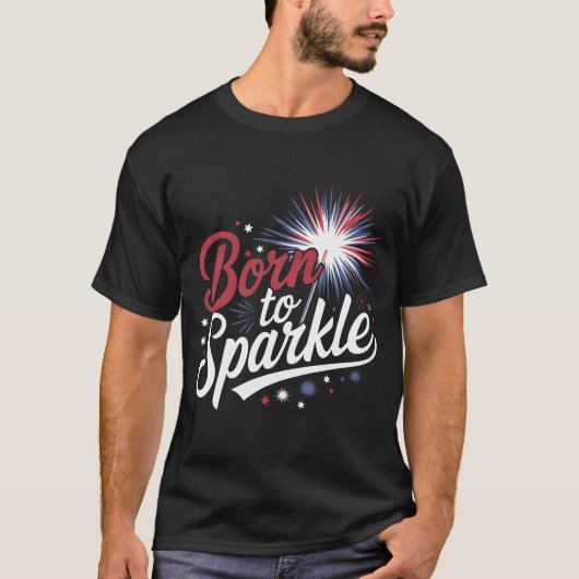 Geboren in Sparkle 4 juli T-shirt (Voorkant)