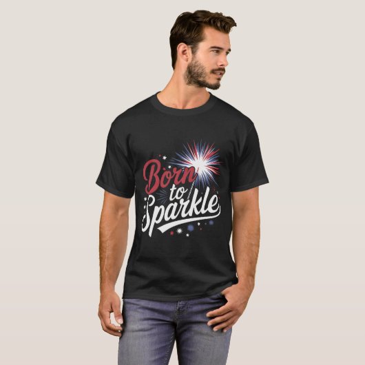 Geboren in Sparkle 4 juli T-shirt (Voorkant volledig)
