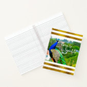 Geboren in Sparkle Chic Peacock | Goudwitte strepe Notitieboek (Binnen)