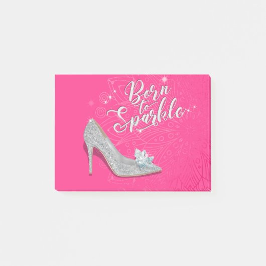 Geboren in Sparkle Cinderella Slipper Shoe Glitter Post-it® Notes (Voorkant)