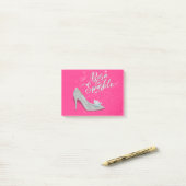 Geboren in Sparkle Cinderella Slipper Shoe Glitter Post-it® Notes (Op bureau)