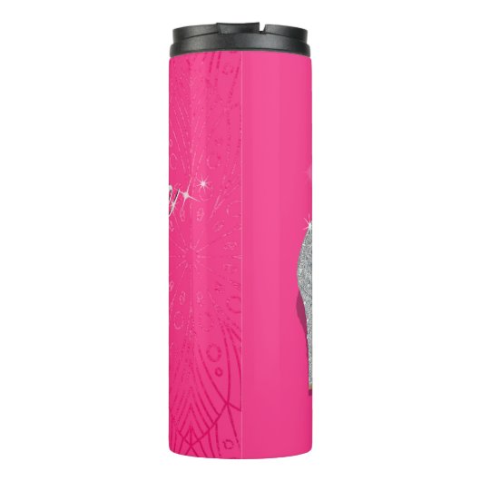 Geboren in Sparkle Cinderella Slipper Shoe Glitter Thermosbeker (Achterkant)