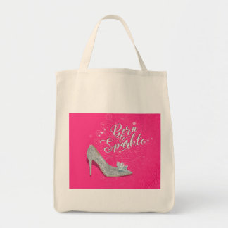 Geboren in Sparkle Cinderella Slipper Shoe Glitter Tote Bag