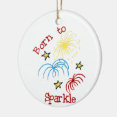Geboren in Sparkle Keramisch Ornament (Links)