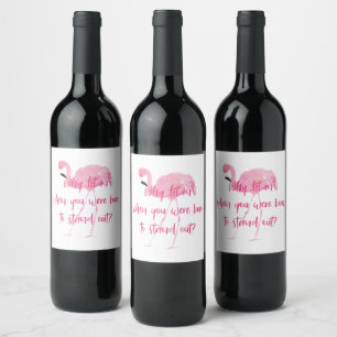 Geboren in Stan Out Flamingo Wijn Etiket