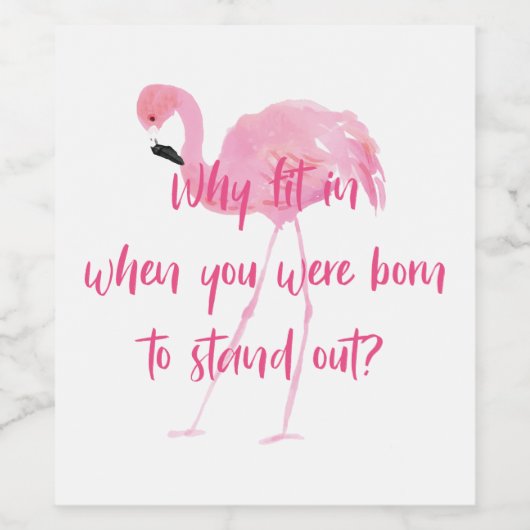 Geboren in Stan Out Flamingo Wijn Etiket (Enkel label)