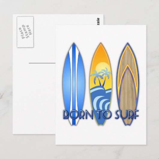 Geboren in Surf Briefkaart (Voorkant / Achterkant)