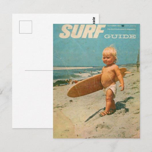 Geboren in Surf | Schattige surfen Briefkaart (Voorkant / Achterkant)