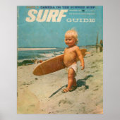 Geboren in Surf | Schattige Surfen Poster (Voorkant)