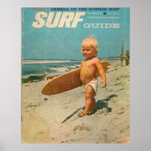 Geboren in Surf | Schattige  Surfen Poster (Voorkant)