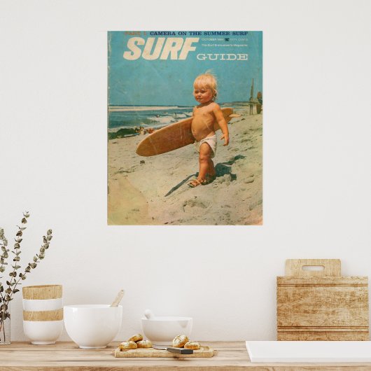 Geboren in Surf | Schattige Surfen Poster (Keuken)