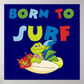 Geboren in Surf T-shirts en cadeautjes Poster (Voorkant)