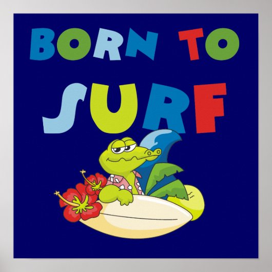 Geboren in Surf T-shirts en cadeautjes Poster (Voorkant)