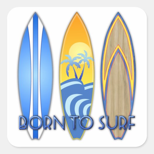 Geboren in Surf Vierkante Sticker (Voorkant)