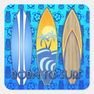 Geboren in Surf Vierkante Sticker