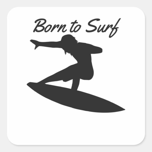 Geboren in Surf Vierkante Sticker (Voorkant)