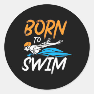 Geboren in Swim Ronde Sticker