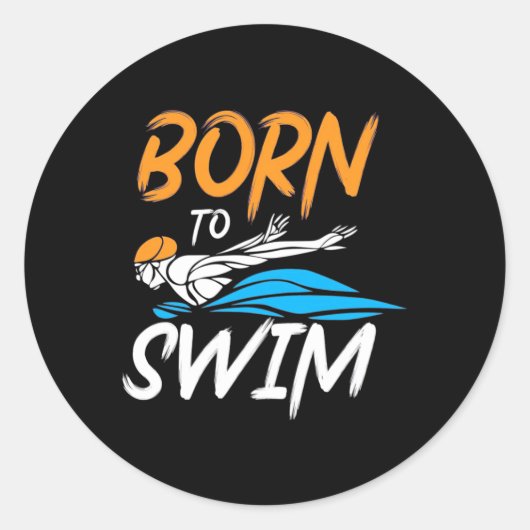 Geboren in Swim Ronde Sticker (Voorkant)