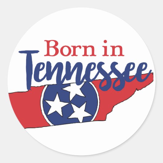 Geboren in Toennessee State Symbols Volunteer Stat Ronde Sticker (Voorkant)
