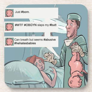 Geboren in Tweet Funny Cartoon Onderzetter