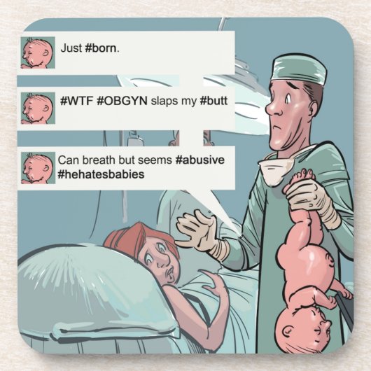 Geboren in Tweet Funny Cartoon Onderzetter (Voorkant)