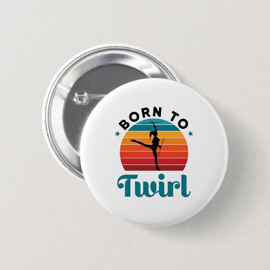 Geboren in Twirl Cute Baton Twirler Ronde Button 5,7 Cm (Voorkant /achterkant)
