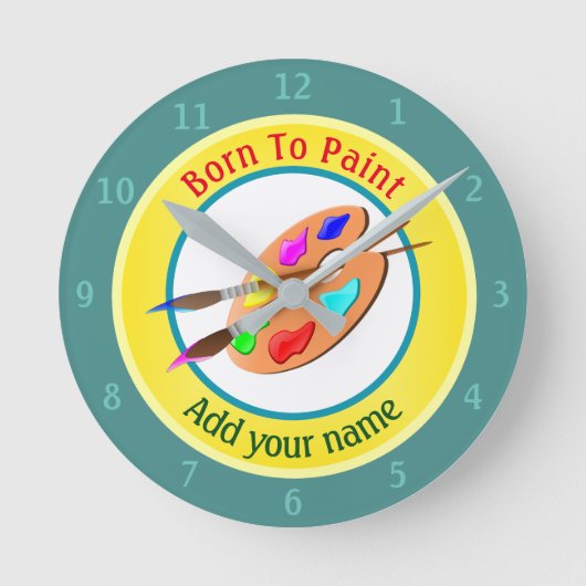 Geboren in verf op maat ronde klok (Voorkant)
