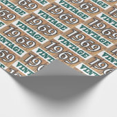 Geboren in verpakkingspapier van 1969 cadeaupapier (Hoek)