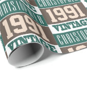 Geboren in verpakkingspapier van 1991 cadeaupapier (Rol Hoek)