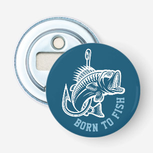 Geboren in vis button flesopener
