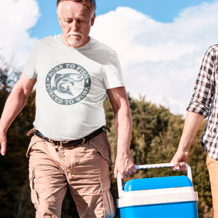 Geboren in vis die gedwongen wordt te werken t-shirt