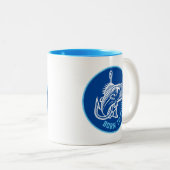 Geboren in vis tweekleurige koffiemok (Voorkant rechts)