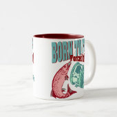 Geboren in vis tweekleurige koffiemok (Voorkant rechts)