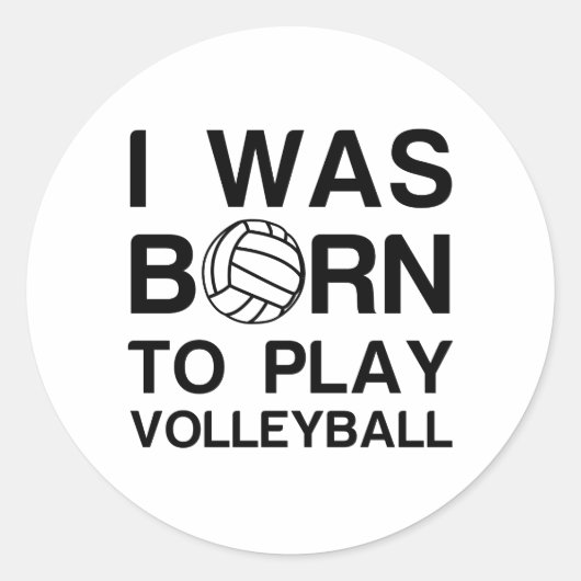 Geboren in volleybal ronde sticker (Voorkant)
