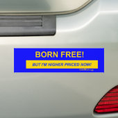 Geboren in vrijheid bumpersticker (Op auto)