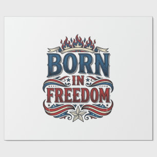 Geboren in vrijheid Patriottisch vintage vector sh Cadeaupapier